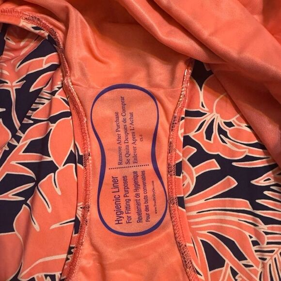 LANDS END Women's Size 18W SWIMSUIT One Piece Bathing Suit CORAL Blue FLORAL Bra - Picture 5 of 5